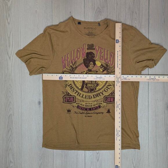 Buffalo David Bitton graphic tee boho print mellow yellow mustard shirt sz XXL - Picture 4 of 5